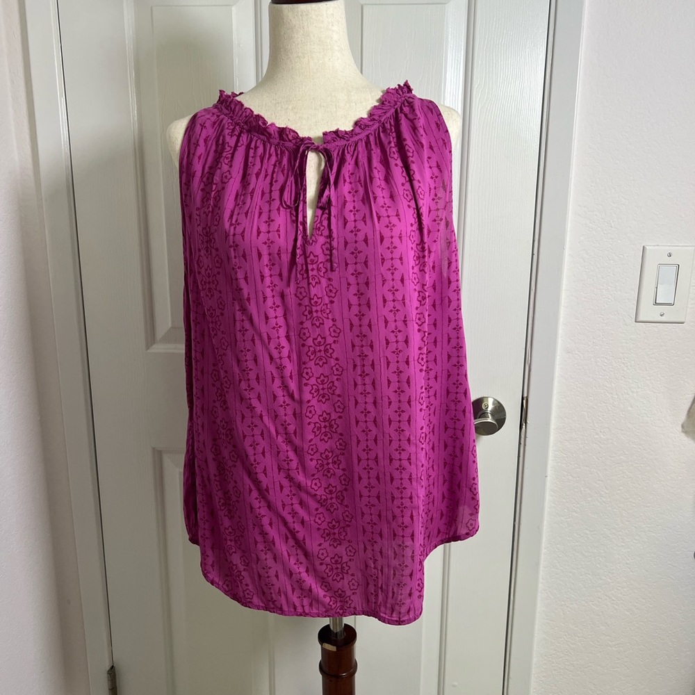 LOFT Pink and Purple Sleeveless Blouse Relaxed Style - Picture 3 of 6
